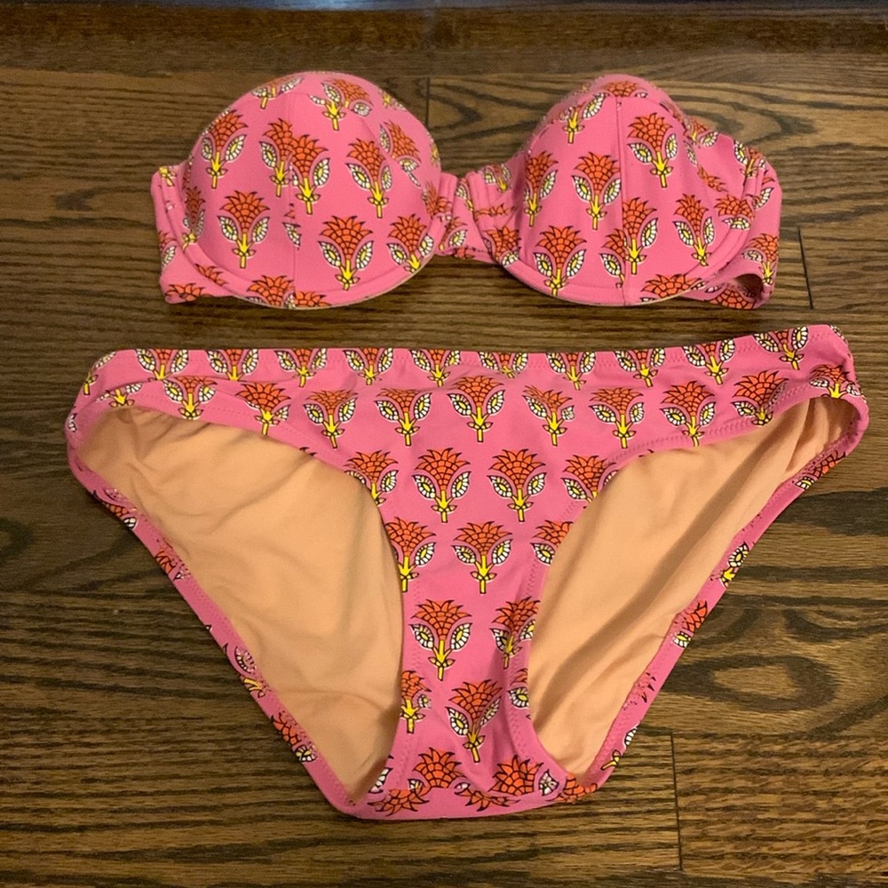 Jcrew pink strapless bikini- new without tag